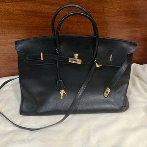 Black leather bag